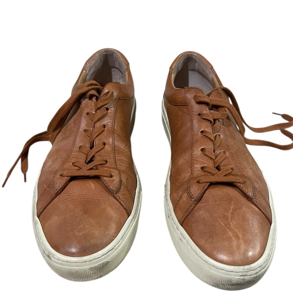 KOIO Tan/Brown Leather Low-Top Lace-Up Sneakers